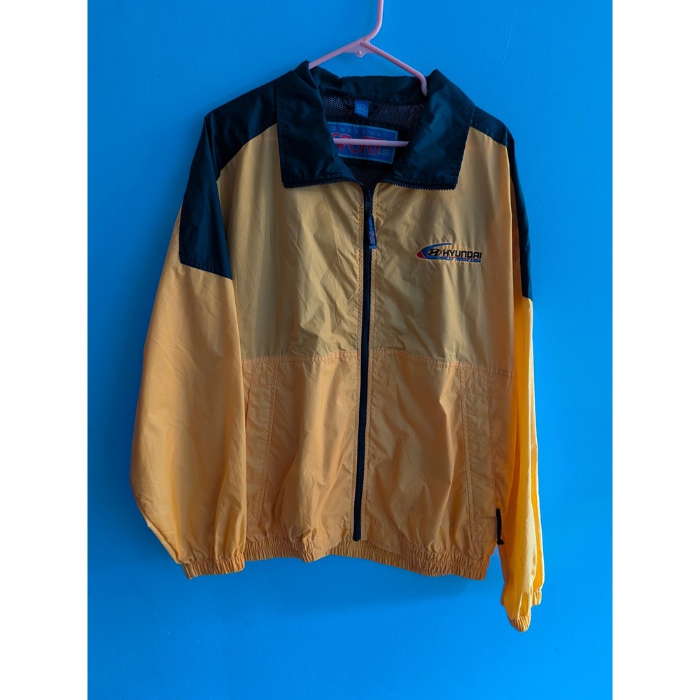 Dunbrooke Sport Hyundai Rally Team USA Windbreaker Jacket Mens Large Yellow